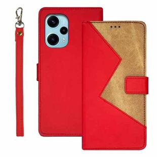 For Xiaomi Poco F5 5G idewei Two-color Splicing Leather Phone Case(Red)