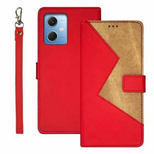 For Xiaomi Redmi Note 12 4G Global idewei Two-color Splicing Leather Phone Case(Red)