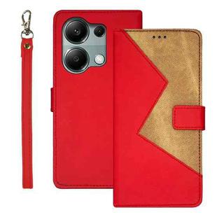 For Xiaomi Redmi Note 13 Pro 4G idewei Two-color Splicing Leather Phone Case(Red)