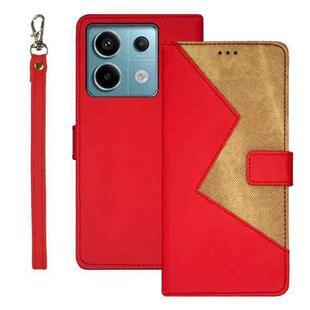 For Xiaomi Redmi Note 13 Pro 5G idewei Two-color Splicing Leather Phone Case(Red)