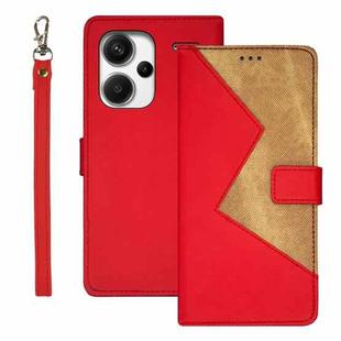 For Xiaomi Redmi Note 13 Pro+ 5G idewei Two-color Splicing Leather Phone Case(Red)