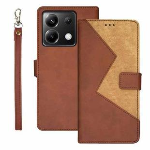 For Xiaomi Poco X6 5G idewei Two-color Splicing Leather Phone Case(Brown)