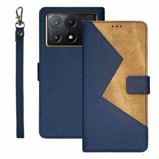 For Xiaomi Poco X6 Pro 5G idewei Two-color Splicing Leather Phone Case(Blue)