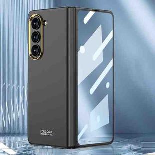 For Samsung Galaxy Z Fold5 GKK Integrated Ultra-thin Electroplating Lens Frame Phone Case(Black)