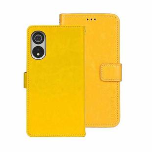 For Cubot P60 idewei Crazy Horse Texture Leather Phone Case with Holder(Yellow)