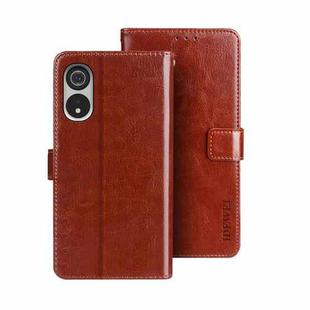 For Cubot P60 idewei Crazy Horse Texture Leather Phone Case with Holder(Brown)