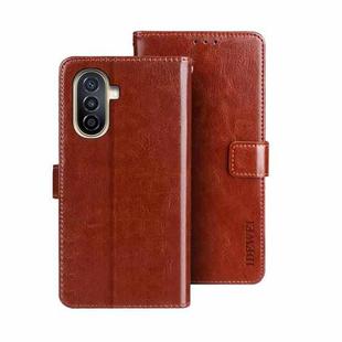 For Huawei nova Y71 idewei Crazy Horse Texture Leather Phone Case with Holder(Brown)