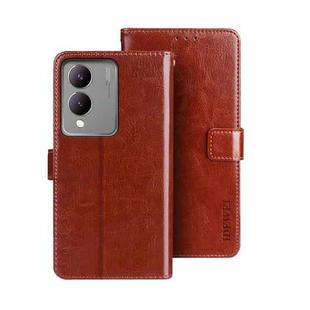 For vivo Y17s 4G Global idewei Crazy Horse Texture Leather Phone Case(Brown)