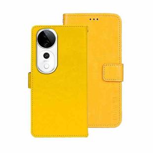 For vivo V40 5G idewei Crazy Horse Texture Leather Phone Case(Yellow)