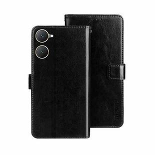 For vivo Y03 4G Global idewei Crazy Horse Texture Leather Phone Case(Black)