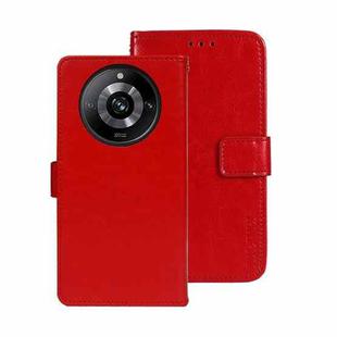 For Realme 11 Pro idewei Crazy Horse Texture Leather Phone Case with Holder(Red)