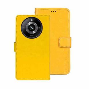 For Realme 11 Pro idewei Crazy Horse Texture Leather Phone Case with Holder(Yellow)