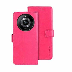 For Realme 11 Pro idewei Crazy Horse Texture Leather Phone Case with Holder(Rose Red)