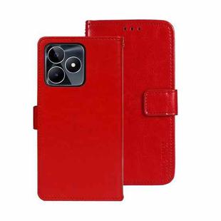 For Realme C53 / Narzo N53 idewei Crazy Horse Texture Leather Phone Case with Holder(Red)
