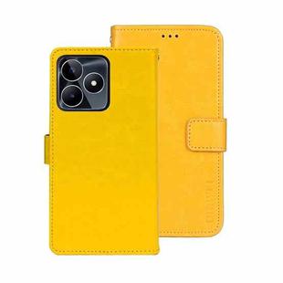 For Realme C53 / Narzo N53 idewei Crazy Horse Texture Leather Phone Case with Holder(Yellow)