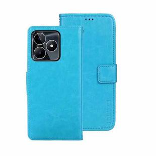 For Realme C53 / Narzo N53 idewei Crazy Horse Texture Leather Phone Case with Holder(Sky Blue)