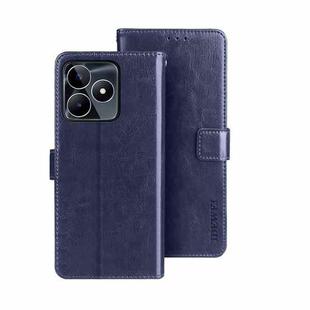 For Realme C53 / Narzo N53 idewei Crazy Horse Texture Leather Phone Case with Holder(Blue)