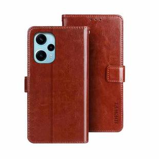 For Xiaomi Poco F5 5G idewei Crazy Horse Texture Leather Phone Case(Brown)