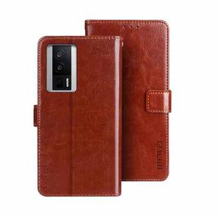 For Xiaomi Poco F5 Pro 5G idewei Crazy Horse Texture Leather Phone Case(Brown)