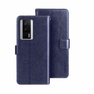 For Xiaomi Poco F5 Pro 5G idewei Crazy Horse Texture Leather Phone Case(Blue)