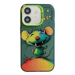 For iPhone 12 Animal Pattern Oil Painting Series PC + TPU Phone Case(Happy Mouse)