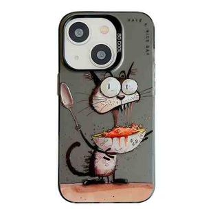 For iPhone 13 Animal Pattern Oil Painting Series PC + TPU Phone Case(Eating Rat)
