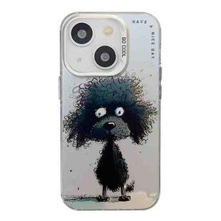 For iPhone 13 Animal Pattern Oil Painting Series PC + TPU Phone Case(Black Dog)