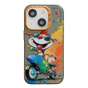 For iPhone 13 Animal Pattern Oil Painting Series PC + TPU Phone Case(Motorcycle Dog)