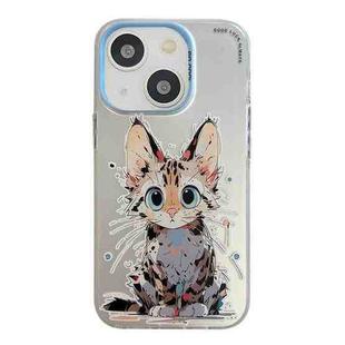 For iPhone 14 Animal Pattern Oil Painting Series PC + TPU Phone Case(Stupid Cat)