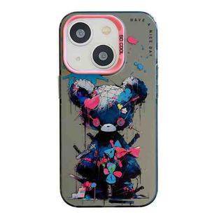 For iPhone 14 Animal Pattern Oil Painting Series PC + TPU Phone Case(Tattered Bear)