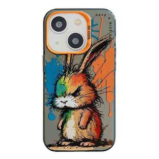 For iPhone 14 Animal Pattern Oil Painting Series PC + TPU Phone Case(Fat Rabbit)