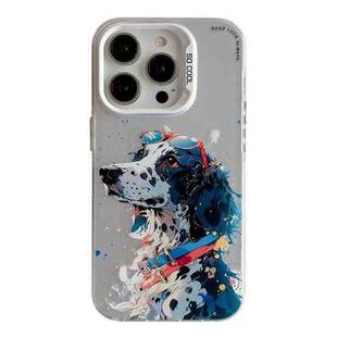 For iPhone 14 Pro Animal Pattern Oil Painting Series PC + TPU Phone Case(Spotted Dog)