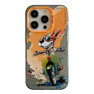 For iPhone 15 Pro Max Animal Pattern Oil Painting Series PC + TPU Phone Case(Bicycle Dog)