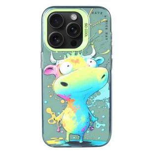For iPhone 15 Pro Animal Pattern Oil Painting Series PC + TPU Phone Case(Colorful Cattle)