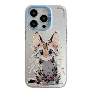 For iPhone 15 Pro Animal Pattern Oil Painting Series PC + TPU Phone Case(Stupid Cat)