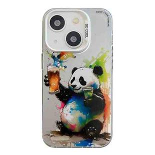 For iPhone 15 Animal Pattern Oil Painting Series PC + TPU Phone Case(Panda)