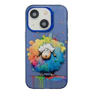 For iPhone 15 Plus Animal Pattern Oil Painting Series PC + TPU Phone Case(Sheep)
