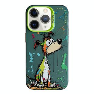 For iPhone 11 Pro Max Animal Pattern Oil Painting Series PC + TPU Phone Case(Green Dog)