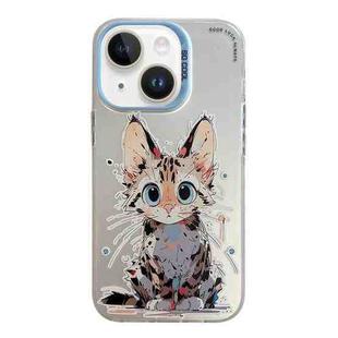 For iPhone 14 Plus Animal Pattern Oil Painting Series PC + TPU Phone Case(Stupid Cat)