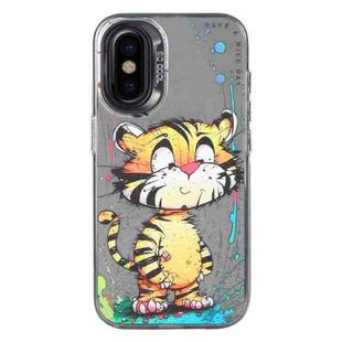 For iPhone X / XS Animal Pattern Oil Painting Series PC + TPU Phone Case(Colorful Tiger)