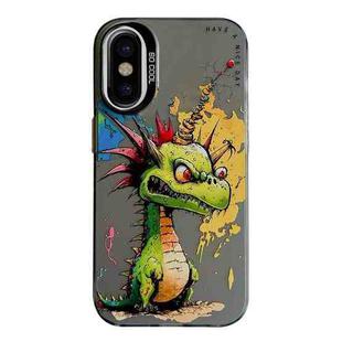 For iPhone X / XS Animal Pattern Oil Painting Series PC + TPU Phone Case(Dragon)