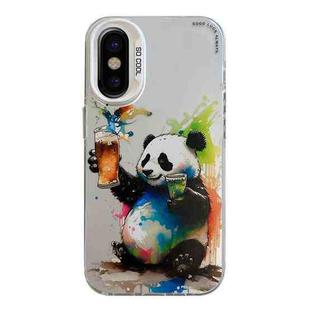 For iPhone X / XS Animal Pattern Oil Painting Series PC + TPU Phone Case(Panda)