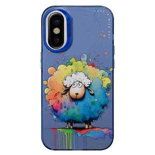 For iPhone X / XS Animal Pattern Oil Painting Series PC + TPU Phone Case(Sheep)