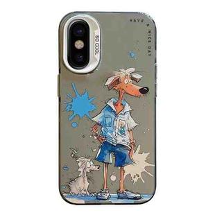 For iPhone X / XS Animal Pattern Oil Painting Series PC + TPU Phone Case(Wolf)