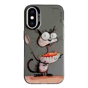 For iPhone XS Max Animal Pattern Oil Painting Series PC + TPU Phone Case(Eating Rat)