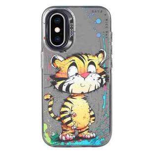 For iPhone XS Max Animal Pattern Oil Painting Series PC + TPU Phone Case(Colorful Tiger)