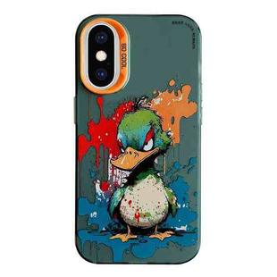 For iPhone XS Max Animal Pattern Oil Painting Series PC + TPU Phone Case(Angry Duck)