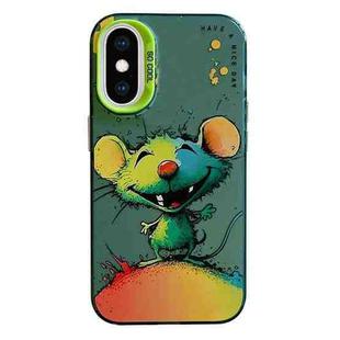 For iPhone XS Max Animal Pattern Oil Painting Series PC + TPU Phone Case(Happy Mouse)