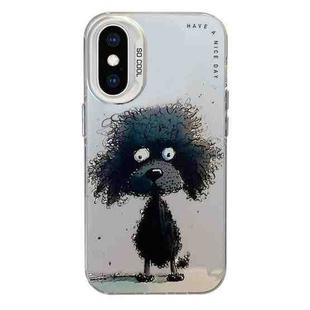 For iPhone XS Max Animal Pattern Oil Painting Series PC + TPU Phone Case(Black Dog)