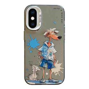 For iPhone XS Max Animal Pattern Oil Painting Series PC + TPU Phone Case(Wolf)